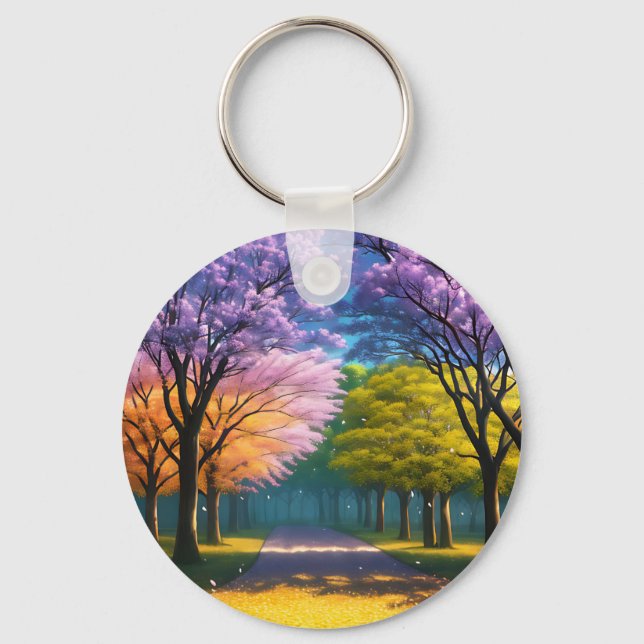 Llavero Jacaranda Trees In Forest, Keyring (Anverso)