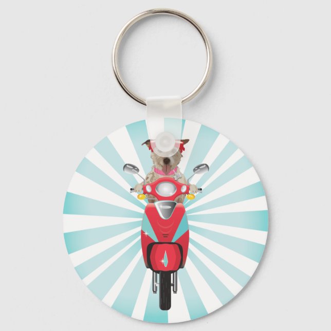 Llavero Jack Russell Terrier en Red Moped (Anverso)