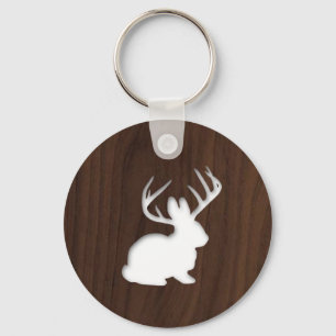 Llavero Jackalope en la Madera Marrón Oscura
