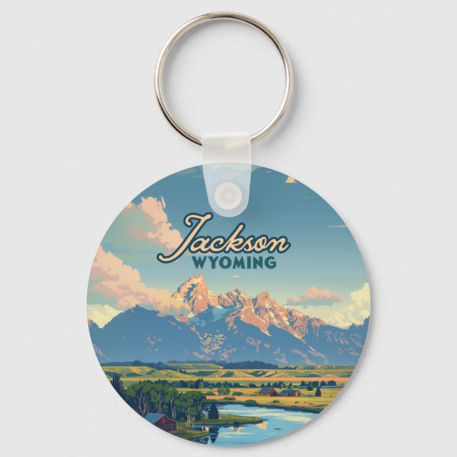 Llavero Jackson Hole Wyoming Ranch Tetons Retro (Anverso)