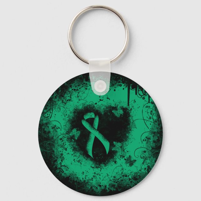 Llavero Jade Awareness Ribbon Grunge Heart (Anverso)