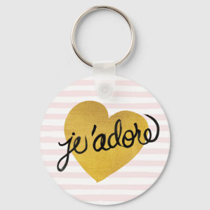 Llavero J'adore Quote   Corazón negro y dorado