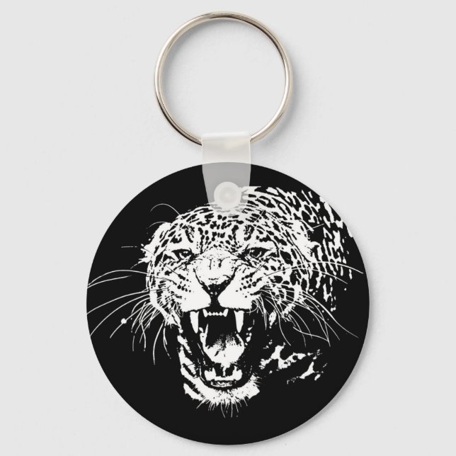 Llavero Jaguar blanco y negro (Anverso)