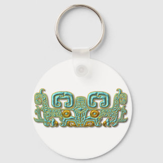 Llavero Jaguar-turquesa maya y oro
