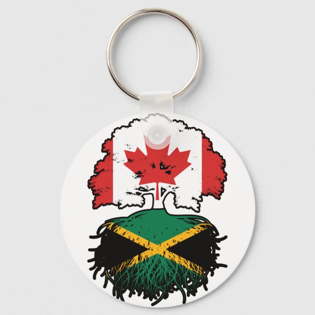 Llavero Jamaica Jamaican Bandera de raíces de árbol canadi (Anverso)