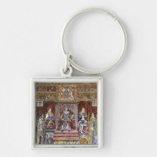 Llavero James I de Inglaterra en la corte,