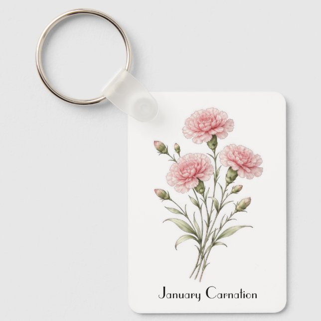 Llavero January Carnation Flowers  (Anverso)