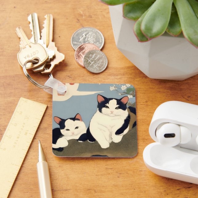 Llavero Japanese Cats Blossom Tree Keychain (Escritorio )