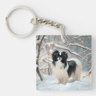 Llavero Japanese Chin Deja que nieve Navidad