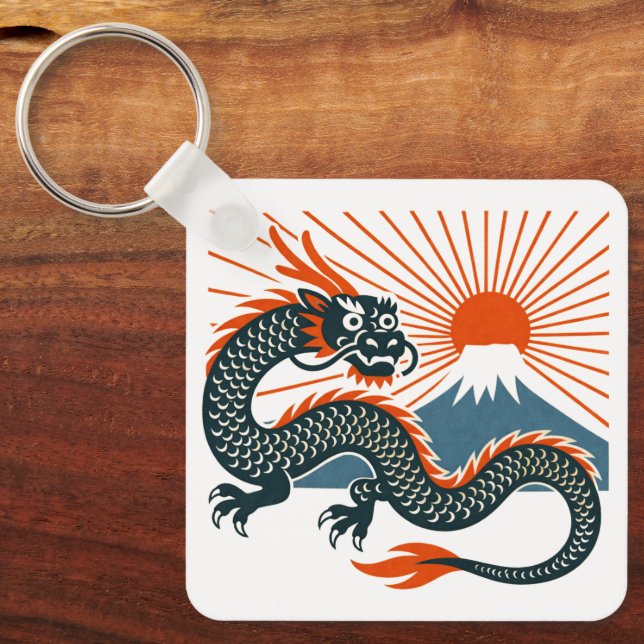 Llavero Japanese Dragon & Rising Sun Keychain (Anverso)