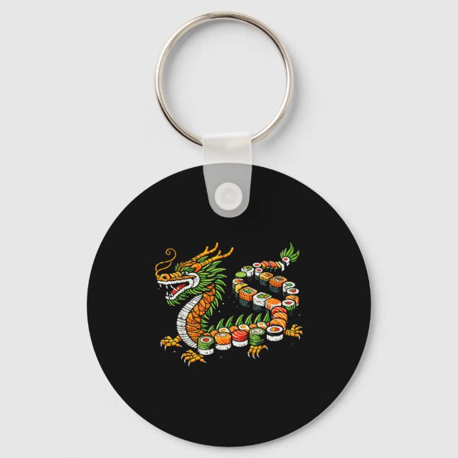 Llavero Japanese Dragon Sushi Funny Japanese Food Art Men  (Anverso)