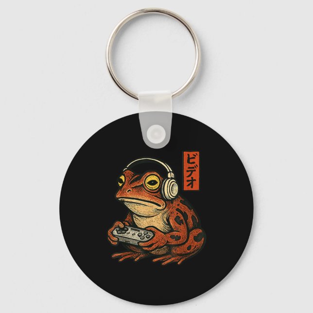 Llavero Japanese Gamer Frog Art Men Women Boys Funny Vinta (Anverso)