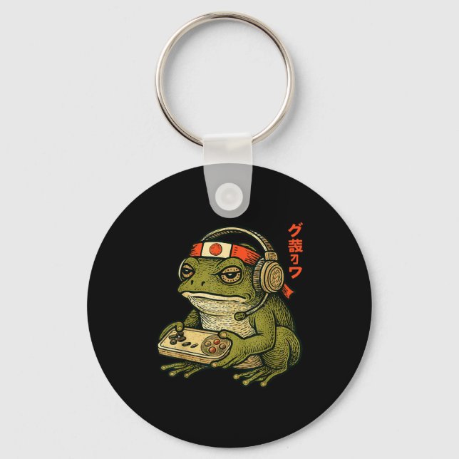 Llavero Japanese Gamer Frog Art Men Women Boys Funny Vinta (Anverso)