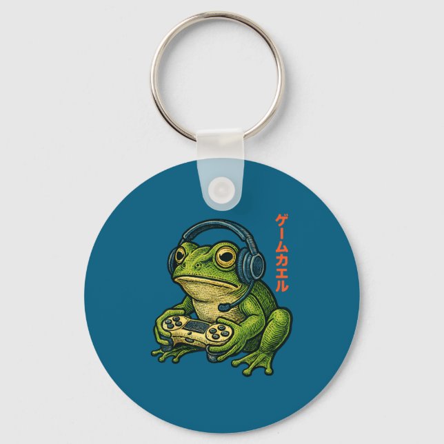Llavero Japanese Gamer Frog Art Men Women Boys Funny Vinta (Anverso)