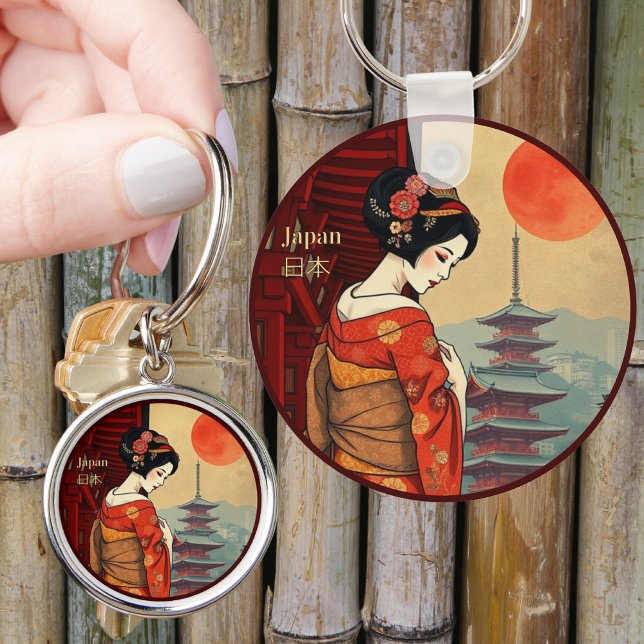 Llavero Japón 日 本 maiko geisha pagoda sun (Subido por el creador)