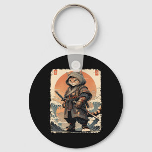 Llavero Japón: Gato de Samurai Katana, guerrero de artes c