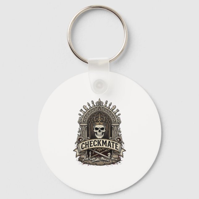Llavero Jaque Mate Rey Calavera Ajedrez Vintage (Anverso)
