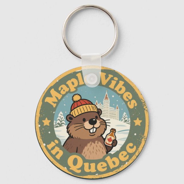 Llavero Jarabes de Arce de Quebec Retro (Anverso)
