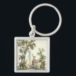 Llavero Jardín asiático con mujeres y animales<br><div class="desc">Un bonito jardín de estilo asiático con varios animales y vigilado por una mujer atenta. La escena evoca los pensamientos del Jardín del Edén,  con una serpiente deslizándose en primer plano. ¡Un regalo perfecto para la persona de su vida que viaja bien por el mundo!</div>