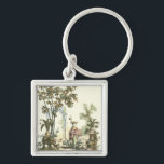 Llavero Jardín asiático con mujeres y animales<br><div class="desc">Un bonito jardín de estilo asiático con varios animales y vigilado por una mujer atenta. La escena evoca los pensamientos del Jardín del Edén,  con una serpiente deslizándose en primer plano. ¡Un regalo perfecto para la persona de su vida que viaja bien por el mundo!</div>