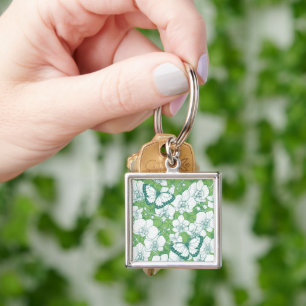 Llavero Jardín Botánico de Orquídeas con Mariposas en verd
