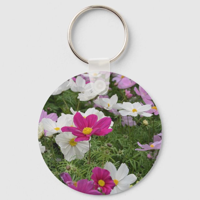 Llavero Jardín de flores de cosmos coloridos (Anverso)