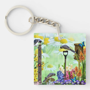 Llavero Jardín de flores de la casa de pájaros