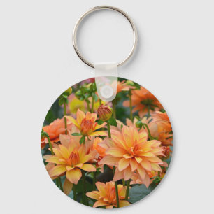 Llavero jardín de flores naranja dahlia