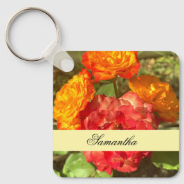 Llavero Jardín De Flores Rojas Y naranja