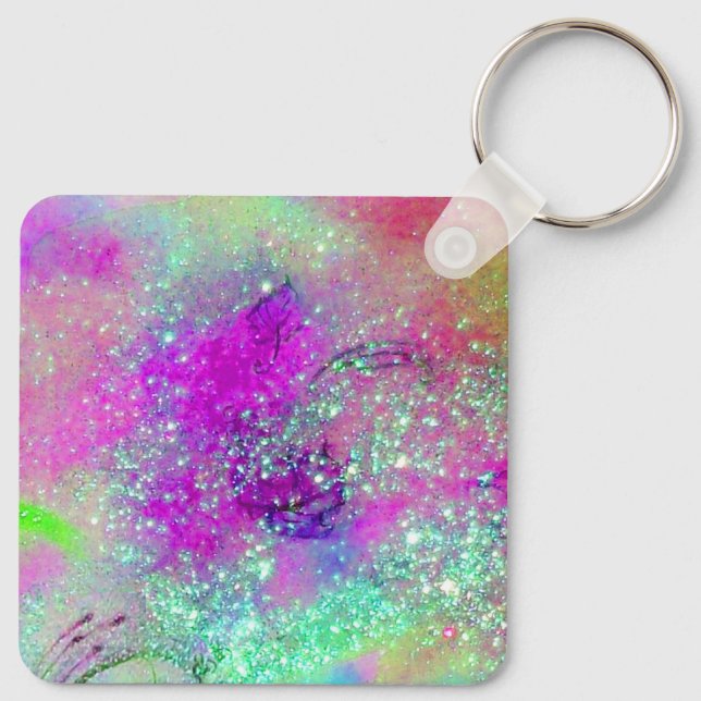 Llavero JARDÍN DE LAS SOMBRAS PERDIDAS -Llave violeta rosa (Reverso )