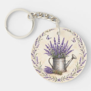 Llavero Jardín de lavanda con acuarela rústica
