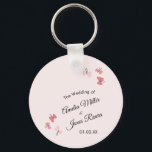 Llavero Jardín de mariposas rosadas romántico boda sencill<br><div class="desc">Ilustración de mariposas de boda en rosa para una boda de jardín</div>