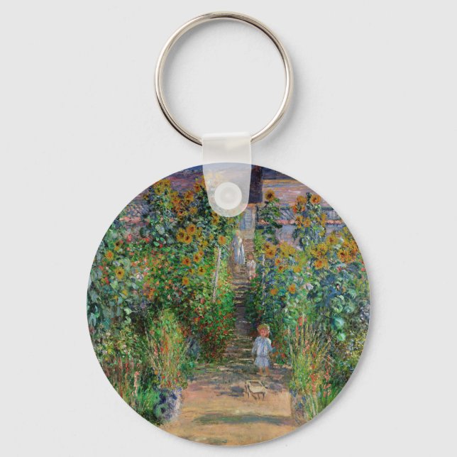 Llavero Jardín Monet Vetheuil Impresionismo Pintura de flo (Anverso)