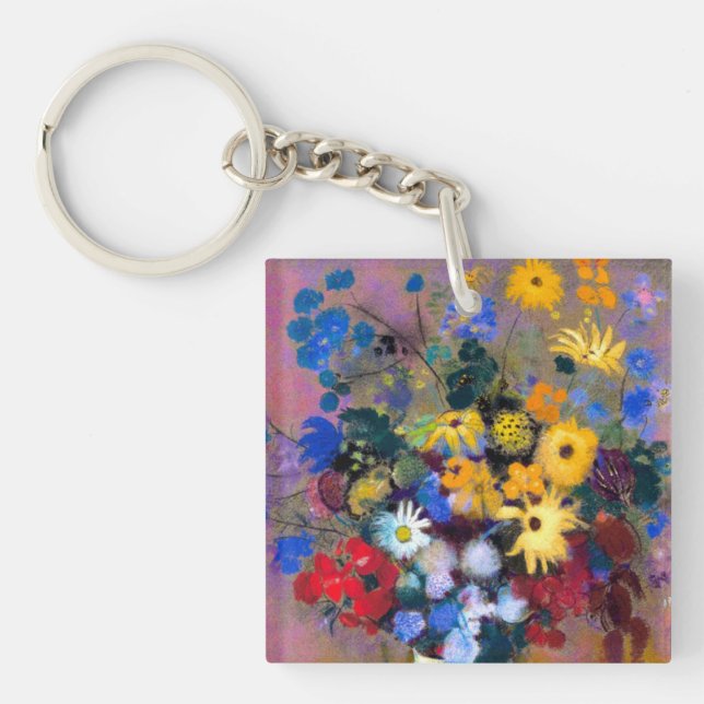 Llavero Jarrón blanco con flores Odilon Redon (Frente)