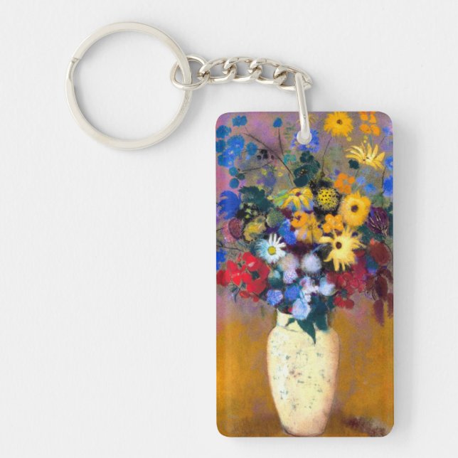 Llavero Jarrón blanco con flores Odilon Redon (Frente)