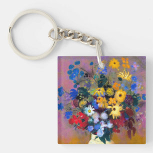 Llavero Jarrón blanco con flores Odilon Redon