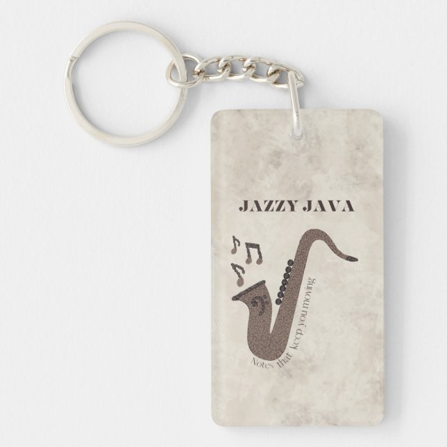 Llavero Jazzy Java-Grãos de Café-Saxofone- (Frente)