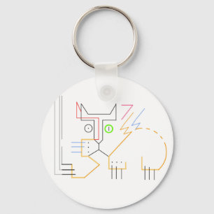 Llavero Jazzy, Scratching, Abstract Cat Button Keychain
