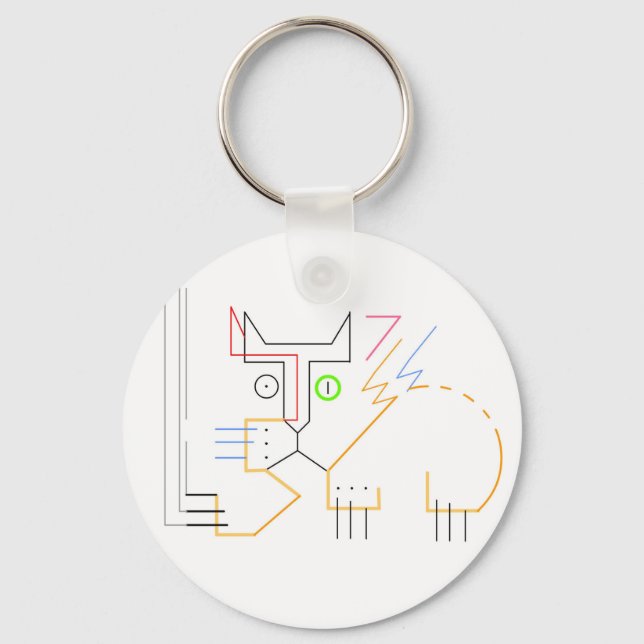Llavero Jazzy, Scratching, Abstract Cat Button Keychain (Anverso)