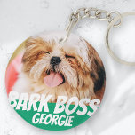 Llavero Jefe de corteza Mascota de perro foto moderna Guay<br><div class="desc">El diseño es sencillo con un simple fondo de color y una tipografía sans serif para un aspecto de superhéroe.</div>