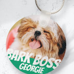 Llavero Jefe de corteza Mascota de perro foto moderna Guay<br><div class="desc">El diseño es sencillo con un simple fondo de color y una tipografía sans serif para un aspecto de superhéroe.</div>