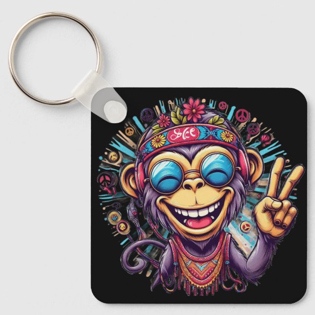 Llavero "Jeff the Chill Monkey" Keychain Aluminum Keychain (Anverso)