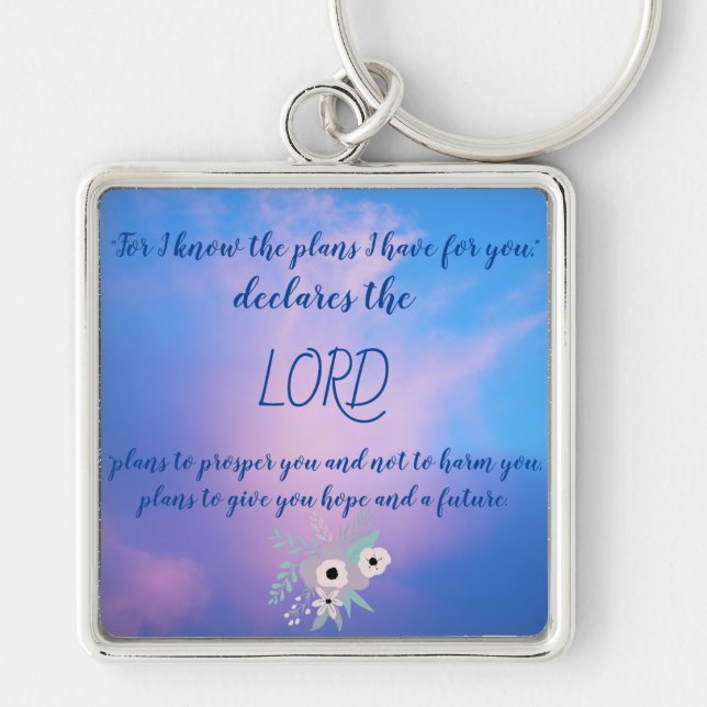 Llavero Jeremiah 29:11 Flores Keychain Square (Frente)