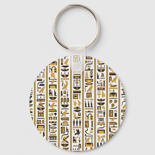 Llavero Jeroglíficos Egipcios: Amarillo-Negro Sin Marea. (Anverso)