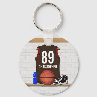 Llavero Jersey de baloncesto marrón y rojo personalizado