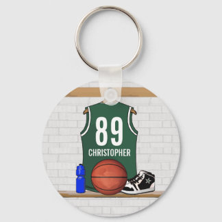 Llavero Jersey de baloncesto verde y blanco personalizado