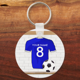 Llavero Jersey de Fútbol Blanco Azul personalizado
