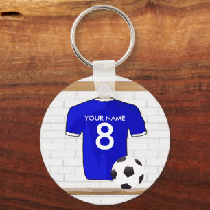 Llavero Jersey de Fútbol Blanco Azul personalizado
