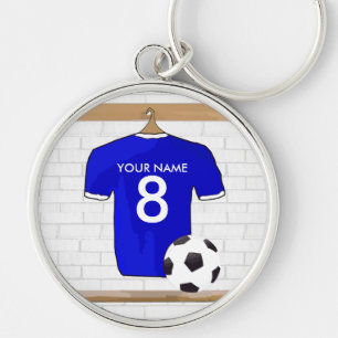 Llavero Jersey de fútbol blanco azul personalizado del