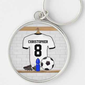 Llavero Jersey de fútbol negro blanco personalizado del